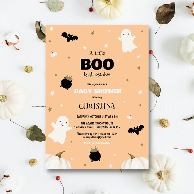 Pastel Orange Halloween Little Boo Baby Dusche Einladung (Von Creator hochgeladen)