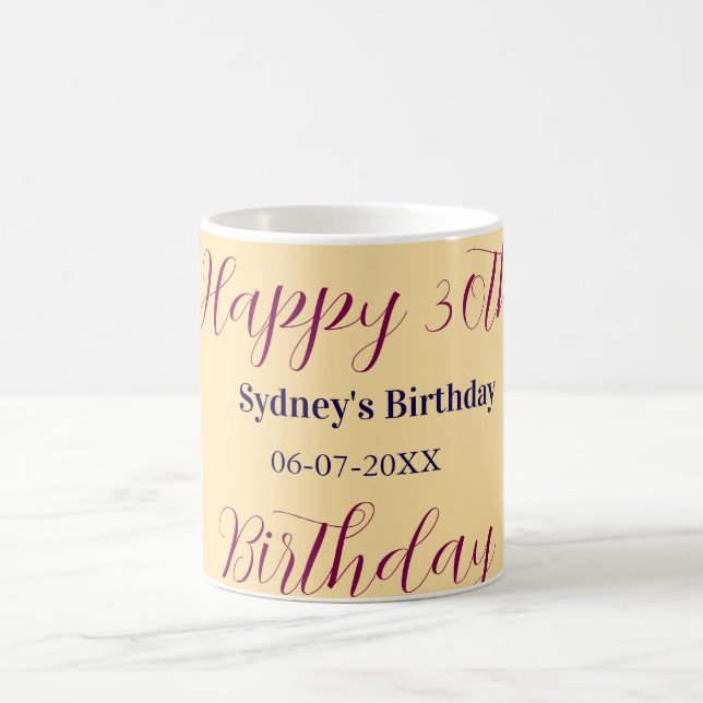 Pastel orange happy 30th birthday name date purple kaffeetasse (Mittel)