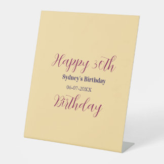 Pastel orange happy 30th birthday name date purple sockelschild