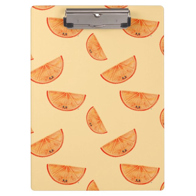 Pastel Orange Kawaii Orange Klemmbrett (Vorderseite)
