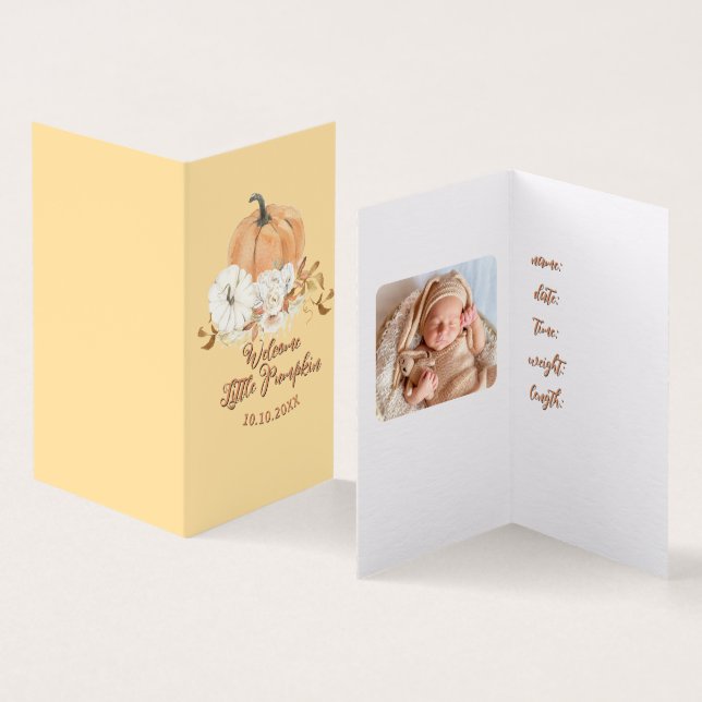 Pastel Orange Little Pumpkin Baby Ankündigung (Innenseite und Außenseite)