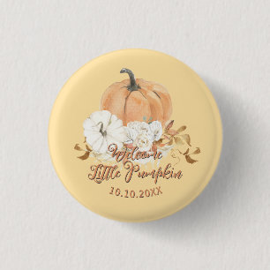 Pastel Orange Little Pumpkin Baby Shower Button