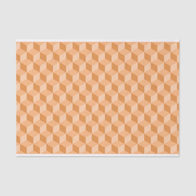 PASTEL ORANGE PEACH GEOMETRIC CUBE PATTERS SEIDENPAPIER (Vorderseite)