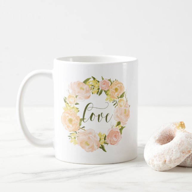 Pastel Orange Peonies Wreath | Liebe Tasse (Mit Donut)