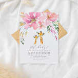 Pastel Orange & Pink Blumengiraffe Kinderdusche Einladungspostkarte<br><div class="desc">Ein elegantes Design mit einer niedlichen Mutter-Baby-Giraffe-Illustration. Oben auf diesen Karten gibt es eine Blumenanordnung in schönen Rosa- und lila Farbtönen. Diese sind in Pastellorange gehalten.</div>