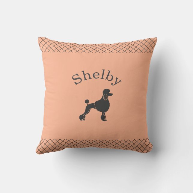 Pastel Orange Poodle Personalized Matching Kissen (Rückseite)