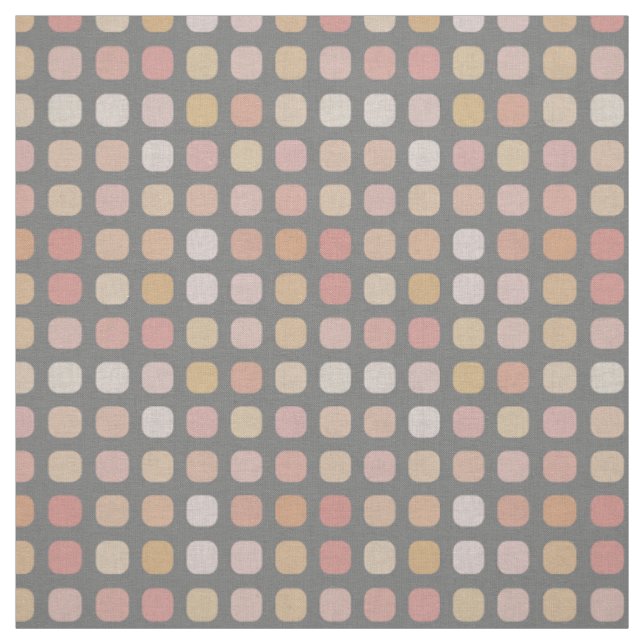 Pastel Orange Rosa Runder Platz Art Muster Stoff (Muster)