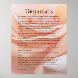 Pastel Orange Rose und Desiderata Gedicht Poster