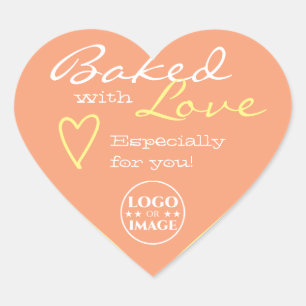 Pastel Orange Simple Made Liebe Heart Logo Niedlic Herz-Aufkleber