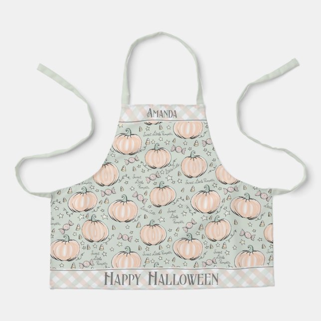 Pastel Orange und Grüne Süsse Pumpkins Kinder Schürze (Vorderseite)