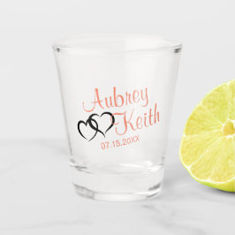 Pastel Orange und Schwarze Braut und Bräuche Schnapsglas