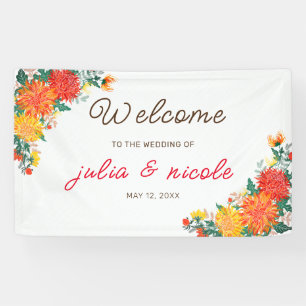 Pastel Orange Yellow Spring Dahlia Blume Hochzeit Banner