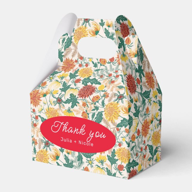 Pastel Orange Yellow Spring Dahlia Blume Hochzeit Geschenkschachtel (Vorderseite)