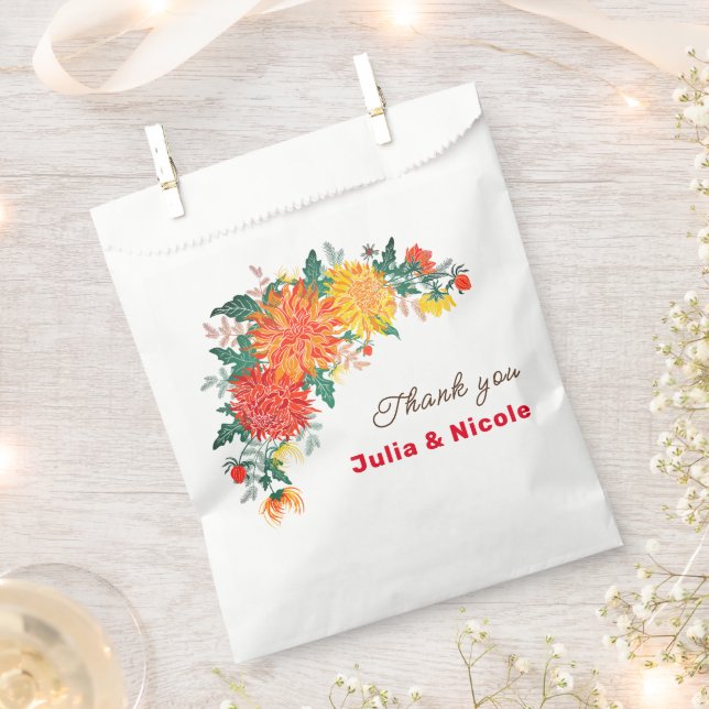 Pastel Orange Yellow Spring Dahlia Blume Hochzeit Geschenktütchen (Ausgeschnitten)