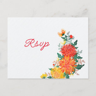 Pastel Orange Yellow Spring Dahlia Blume Hochzeit Postkarte