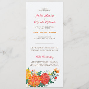 Pastel Orange Yellow Spring Dahlia Blume Hochzeit Programm