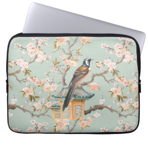 Pastel Orientalischer Vogel und Fruchtblüten Laptopschutzhülle