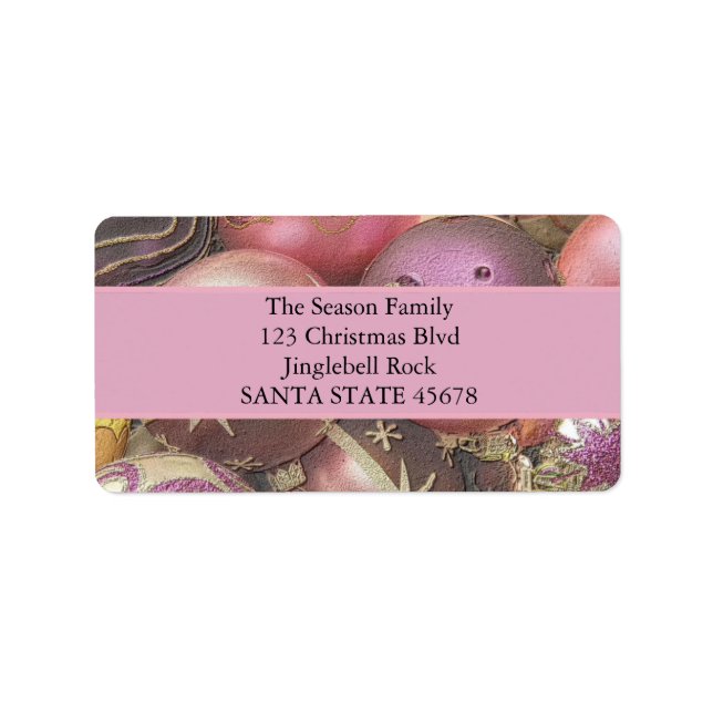 Pastel Ornamente Weihnachten Adressaufkleber (Vorne)
