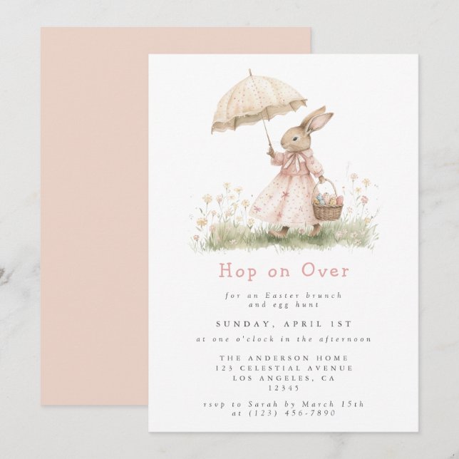 Pastel Osterbrunch und Eierjagd Einladung (Vorne/Hinten)