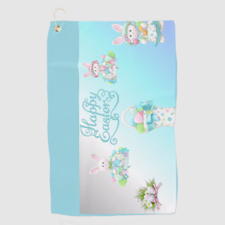 Pastel Ostereier & Bunny Tasse Golfhandtuch