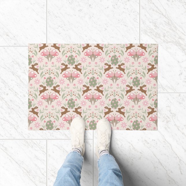 Pastel Ostersonne und Blume Muster Fußmatte (Indoor)