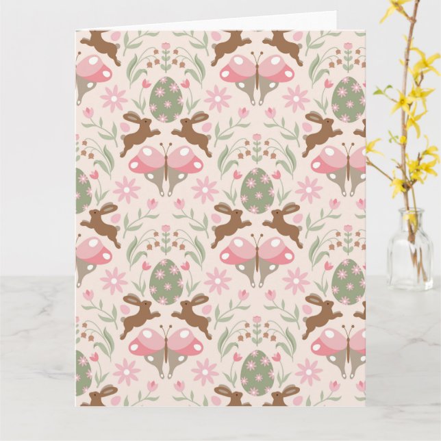 Pastel Ostersonne und Blume Muster Karte (Gelbe Blume)