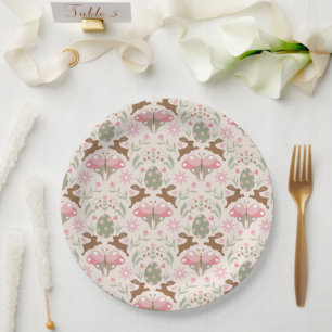 Pastel Ostersonne und Blume Muster Pappteller