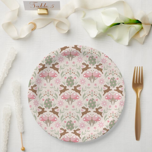 Pastel Ostersonne und Blume Muster Pappteller (Hochzeit)