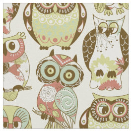 Pastel Owl Group Fabric Stoff