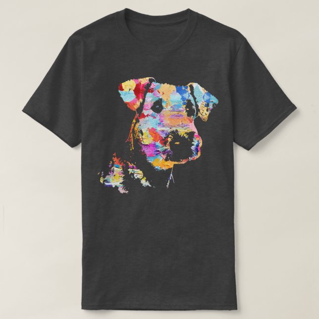 Pastel Paint Airedale Terrier Portrait T-Shirt (Design vorne)