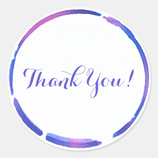 Pastel Paint Ring Wasserfarbe, Lila danke Runder Aufkleber (Vorderseite)