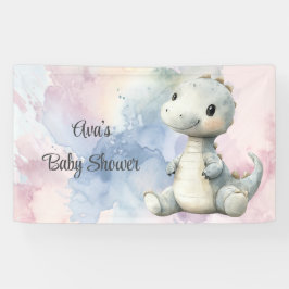 Pastel Paint Splash Adorable Dinosaur Kinderdusche Banner