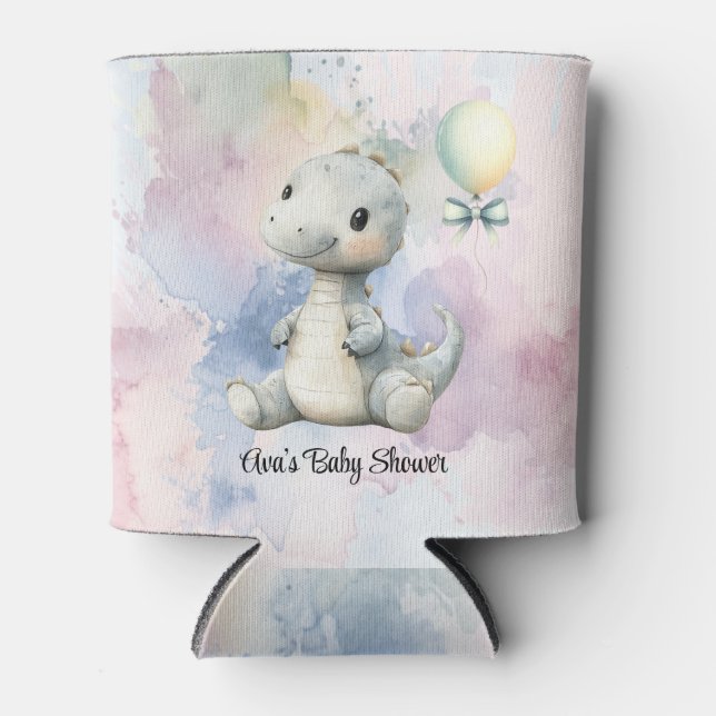 Pastel Paint Splash Adorable Dinosaur Kinderdusche Dosenkühler (Vorderseite)