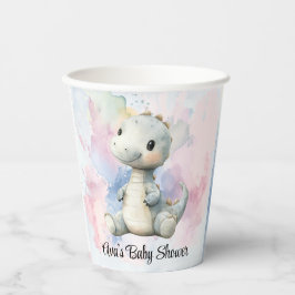 Pastel Paint Splash Adorable Dinosaur Kinderdusche Pappbecher