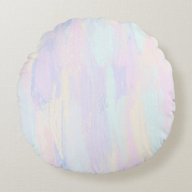 Pastel Paint Strokes Rundes Kissen (Vorderseite)