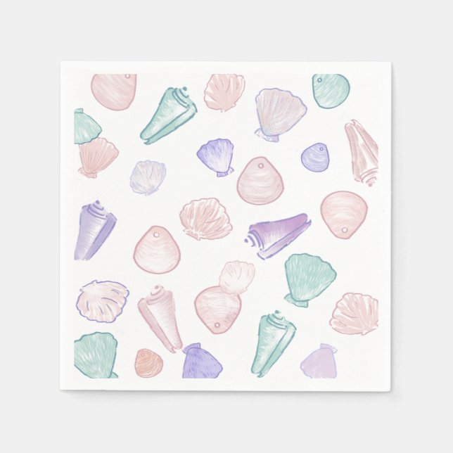 Pastel Painterly Seashell Unterhalb des Party Serviette (Vorderseite)