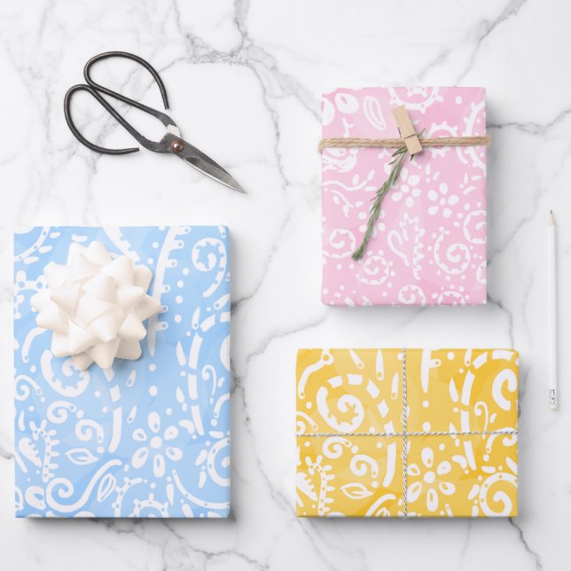 Pastel Paisley Wrapping Paper Geschenkpapier Set (Vorderseite)