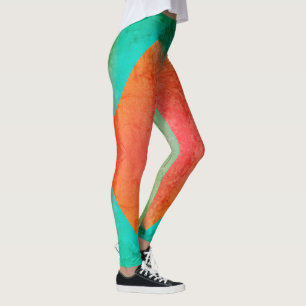 Pastel Pale Turquoise Coral Abstrakte Kunst Leggings