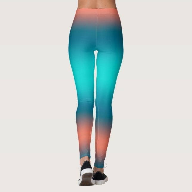 Pastel Pale Turquoise Coral Abstrakte Kunst Leggings (Rückseite)