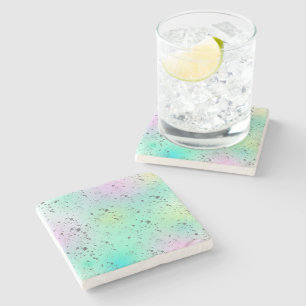 Pastel Pale Turquoise Pink Abstrakte Kunst Gray Sp Steinuntersetzer