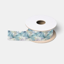 Pastel Palm Leaf Gemustert Satinband