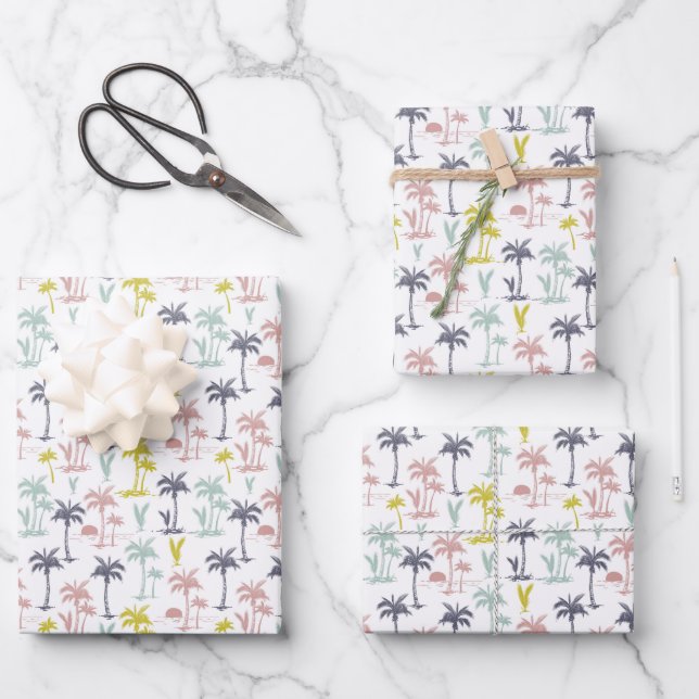 Pastel Palm Tree by Beach Pattern Geschenkpapier Set (Vorderseite)