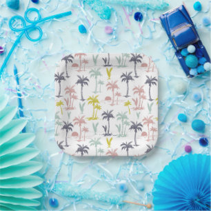 Pastel Palm Tree by Beach Pattern Pappteller