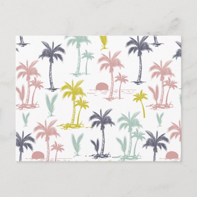 Pastel Palm Tree by Beach Pattern Postkarte (Vorderseite)