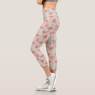 Pastel Palm Tree Muster Capri Leggings