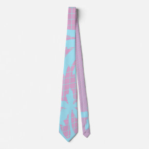 Pastel Palm Trees Grid Glitch Neck Tie Krawatte