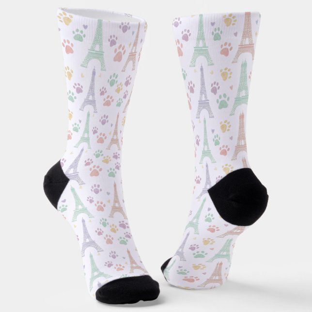 Pastel Paris Paw Print Socks Socken (Gewinkelt)