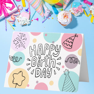 Pastel Party Doodle Geburtstag Karte