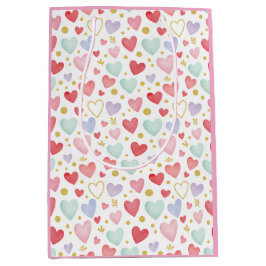 Pastel Party (Multi-Color Hearts) Mittlere Geschenktüte