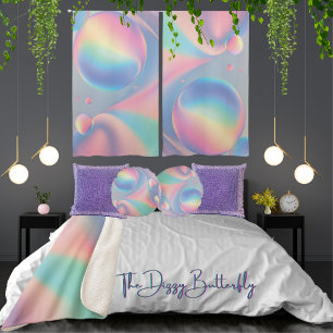 Pastel Party von Rainbow-Bubble-Wirbel Baumwolle Rundes Kissen
